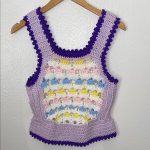 Vintage granny hand crochet tank top M/L